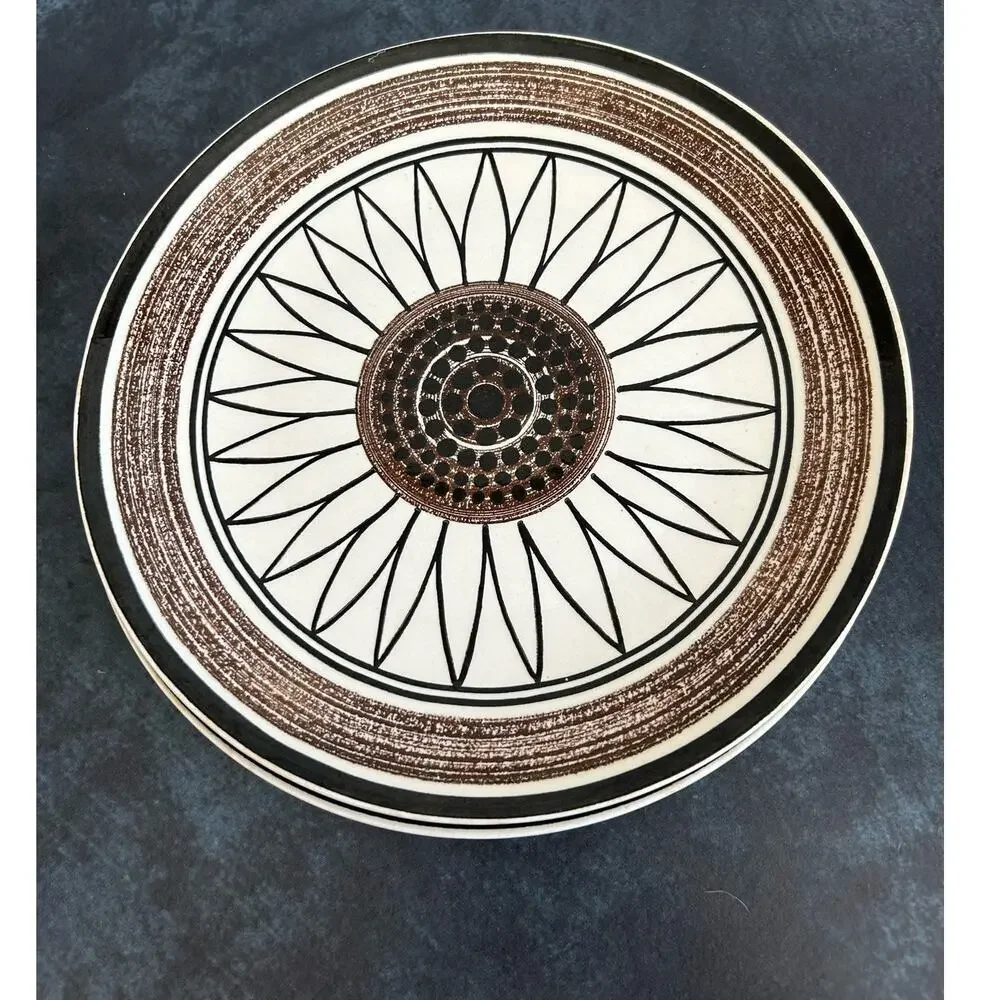 Cavalier Ironstone Boho Brown Floral Dinner Plates, Set of 2